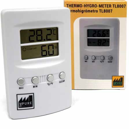 TERMOHIGROMETRO MAX/MIN TL8007 PURE FACTORY - - TERMOHIGROMETROS - INSTRUMENTOS MEDIDA